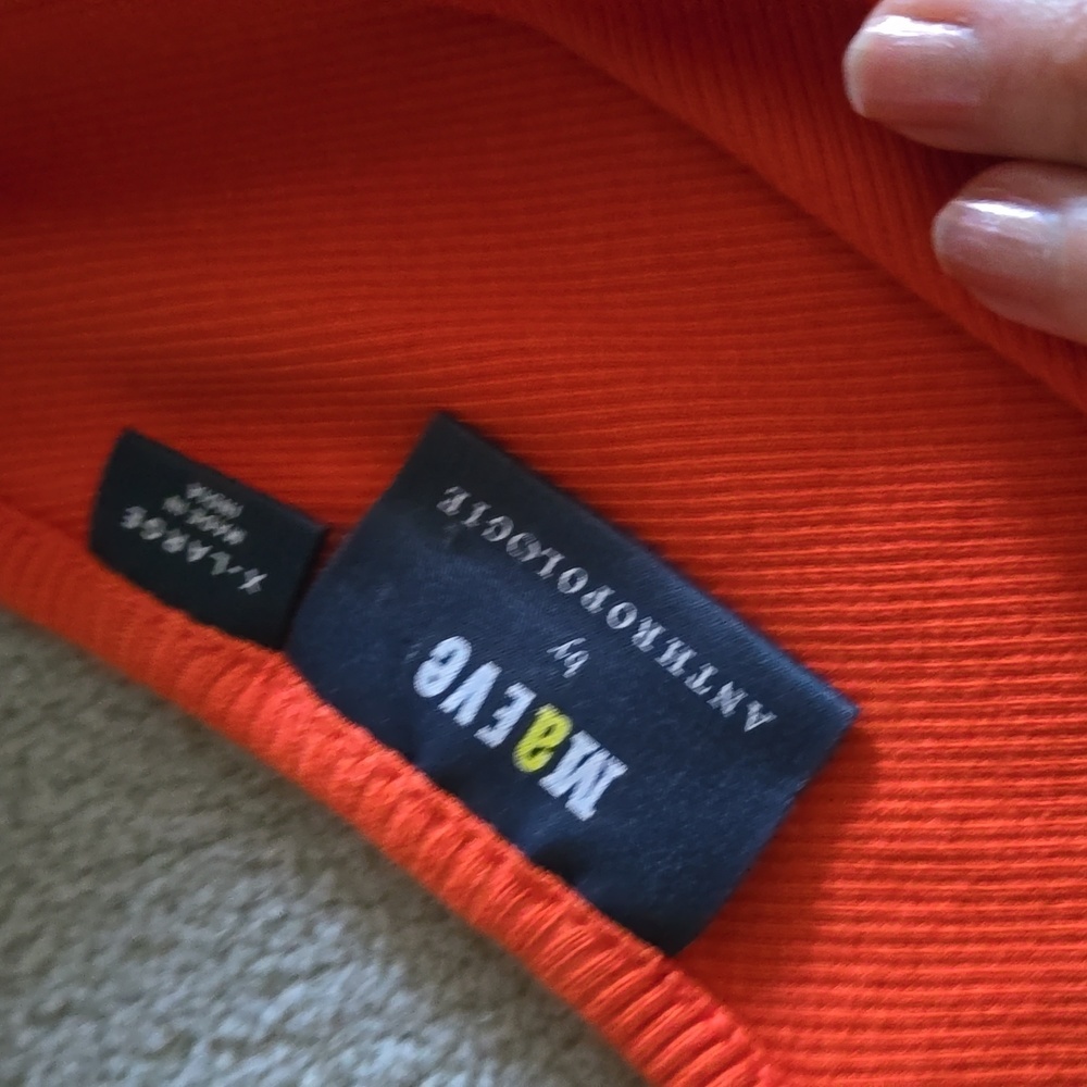 Maeve Bright Orange Puff-Sleeve V-Neck Top - Picture 10 of 13